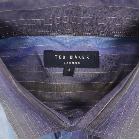 Ted Baker Mens Size 4 Ombre Striped Long Sleeve Button Shirt - Picture 5 of 5